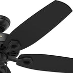 Hunter 52 inch Indoor Ceiling Fan No Light with Pull Chain - Black Ceiling Fan without Light, Standard Mount, 5 Blades, For Bedroom, Living Room, or Kitchen - Builder Elite 53243, Matte Black