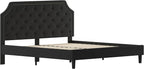 Flash Furniture Brighton King Size Tufted Upholstered Platform Bed in Black Fabric