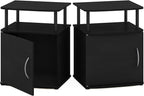 Furinno JAYA End Side Sofa Table/Nightstand with Door, 2-Pack, PVC Tubes, Black Wood