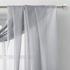NICETOWN Sheer Window Scarfs W60 x L216 for Normcore Design, Voile Textured Sheer Curtains Easy to Concave Shape for Boys/Seniors, 2 Panels, Light Grey