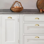 khtumeware 10 Pack 3-3/4" Gold Drawer Pulls Brushed Brass Cabinet Cup Pulls Kitchen Hardware Cabinet Handles Drawer Handles Knobs 3-3/4 inch Hole Center