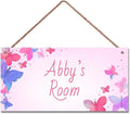 Customized Butterfly Signs for Girls Room Bedroom Door Pink Hanging Sign for Little Man Cave Custom Baby Name Door Hanger Baby Nursery Room Fantasy Kids Room Décor