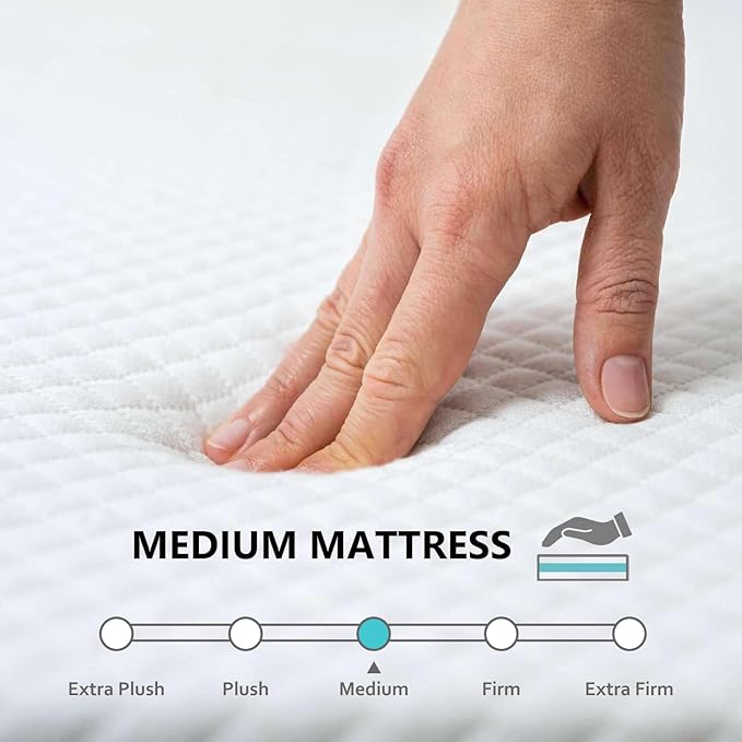 BestMassage | 6 Inch California King Mattress | Gel Memory Foam | Medium Firm Feel | White | Bed in a Box, CertiPUR-US Certified | Pressure Relief, Cooling Ventilated Foam | Breathable Knit Cover