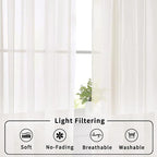 Aiyufeng Ivory Curtains 108 inches Extra Long 2 Panels Set, Rod Pocket Elegant Privacy Sheer Vertical Drapes for Farmhouse/French Door/Living Room, W40 x L108