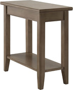 Leick Home Laurent 12 in. Narrow End Side Table, Solid Wood with Shelf, Smoke Gray, 10505-GR