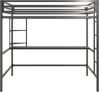 Novogratz Maxwell Metal Full Loft Bed with Desk & Shelves, Gray/Black