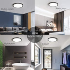 TALOYA Flush Mount LED Ceiling Light Fixture Black,12 Inch 20 Watt, Thin Ceiling Lamp Surface Mount for Kitchen Bedroom Utility Laundry Closet Room,5 Color Temperatures in One