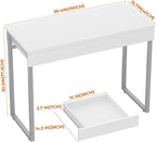 GreenForest Vanity Desk with 2 Drawers,Glossy Desktop White Desk for Bedroom,Makeup Table with Storage Space,Small Desk for Home Office,39 inch No Mirror