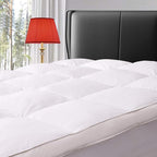 ELEMUSE Twin XL Size Fusion Goose Down Featherbed Mattress Topper for College Dorm, Thick and Fluffy Double Layer Pillowtop Mattress Pad, with 8-21 Inch Deep Pocket