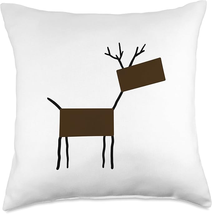 Cute Scandinavian Animals Designs Chic Deer Moose Scandinavian Elk Minimalism Reindeer Throw Pillow, 18x18, Multicolor