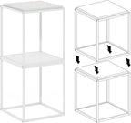 Furinno Moretti Side Table, 1-Tier Stackable Metal Frame End Table, Night Stand, Bedside Table, Toolless Assembly, for Living Room, Bedroom, Solid White