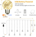 YOLIGHT Wishing Ball Curtain Lights 200 LED Window Curtain String Lights with Remote, USB Battery Powered Twinkle Globe Fairy Lights for Wedding Party Bedroom Christmas Decoration (Warm White)