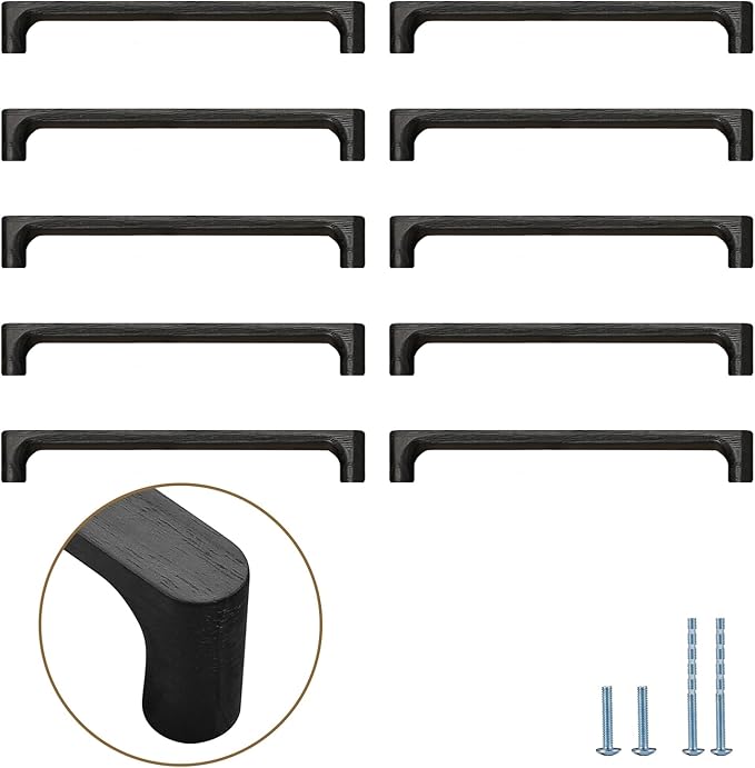 Black Round 5 in 10 pcs Wooden Drawer Pulls Handle pulls for cabinets Kitchen Cabinet Drawer pulls Cabinet Door Pull