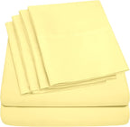 Cal King Size Bed Sheets - 6 Piece 1500 Supreme Collection Fine Brushed Microfiber Deep Pocket California King Sheet Set Bedding - 2 Extra Pillow Cases, Great Value, California King, Pale Yellow