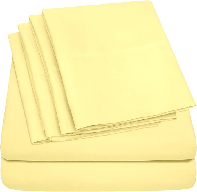 King Size Bed Sheets - 6 Piece 1500 Supreme Collection Fine Brushed Microfiber Deep Pocket King Sheet Set Bedding - 2 Extra Pillow Cases, Great Value, King, Pale Yellow