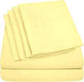 RV Queen Sheets Pale Yellow - 6 Piece 1500 Supreme Collection Fine Brushed Microfiber Deep Pocket Queen Sheet Set Bedding - 2 Extra Pillow Cases, Great Value, RV Short Queen, Pale Yellow