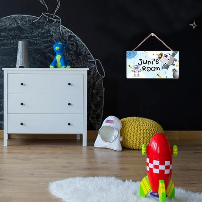 Personalized Signs Customized Sign Astronaut Sign, Custom Name for Nursery Bedroom Kids Room Wall Art Decor Outer Space Themed Decor For Boys Room Girls Bedroom