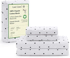 LANE LINEN 100% Organic Cotton Twin Sheets Set - 3 PC Bedding Sheets & Pillowcases - Breathable & Cooling Bed Sheets - Deep Pocket up to 15", Sheets for Twin Size Bed: Polka Dot (Black)