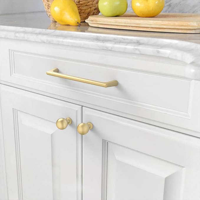 Amerdeco 10 Pack Brushed Gold Cabinet Pulls 6.3 Inch(160MM) Hole Centers Kitchen Cabinet Handles Hardware Kitchen Handles for Cabinets Cupboard Handles Drawer Pulls ZH0041