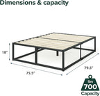 Zinus Joseph 18 Inch Platform Bed Frame, Wood Slat Support, No Box Spring Needed, Eco Friendly WonderBox(TM) Packaging, Easy Assembly, Black, King