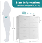 OLIXIS Dresser for Bedroom, Drawer Dresser Organizer Storage Fabric Storage Tower, Chest of Drawers with 8 Easy Pull Fabric Bins, Steel Frame, Wood Top for Living Room, Closet, Entryway, Hallway