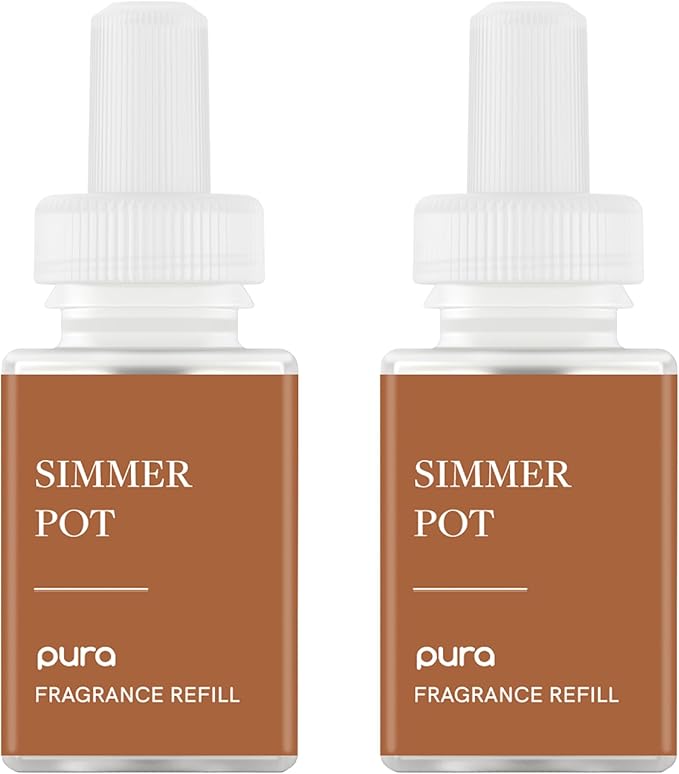 Pura Home Scent Refill - Smart Home Air Diffuser - Hours of Luxury Fragrance per Refill - Home Essential - Clean & Safe Diffuser Fragrance - 2 Pack, Simmer Pot
