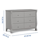 Delta Children Universal 6 Drawer Dresser with Interlocking Drawers - Greenguard Gold Certified, Grey