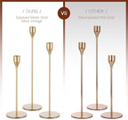 Gold Taper Candle Holders: Set of 6 Tall Candlestick Holder for Table Centerpiece Metal Candles Stick Holders Stand Wedding Decor