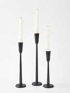 Black Iron Taper Candle Holder Set of 3, Heavy Wrought Iron Candlestick Holders Decorative Candle Stand, Vintage Candle Holder for Wedding, Dining, Home Decoration