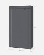 SONGMICS Portable Closet, Clothes Storage Organizer with 6 Shelves, 1 Clothes Hanging Rail, Non-Woven Fabric Closet, Metal Frame, 34.6 x 17.7 x 66.1 Inches, Grey URYG84GY