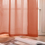MIULEE Sheer Window Scarf Valance Extra Long Topper Terracotta Elegant Swag Curtains Luxury Draping Fabric for Wedding Arch Party Ceremony Canopy Bed Fall Decor, 37'' x 216'' One Panel, Burnt Orange