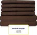 Sweet Home Collection 6 Piece 1500 Supreme Collection Brushed Microfiber Deep Pocket Sheet Set-2 Extra Pillow Cases, Great Value, Rv Short Queen, Brown