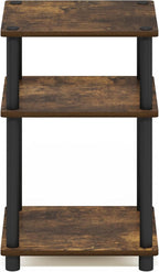 Furinno JUST Side Table, 3-Tier End Table, Open Shelves Night Stand, Bedside Table, Toolless Assembly, for Living Room, Bedroom, Bathroom, Amber Pine