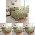 Sweet Home Collection 5 Piece Comforter Set Bag Solid Color All Season Soft Down Alternative Blanket & Luxurious Microfiber Bed Sheets, Sage, Twin (Pack of 4)