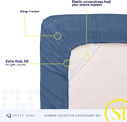 Twin XL Sheets - Breathable Luxury Sheets with Full Elastic & Secure Corner Straps Built In - 1800 Supreme Collection Extra Soft Deep Pocket Bedding Set, Sheet Set, Twin XL, Denim