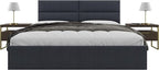 Vänt Upholstered Wall Panels - King/Cal King Size Wall Mounted Headboards - Ribbed Midnight Blue - Twin/King - Set of 4 Panels (Each Individual Panel 39"x11.5")