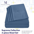 Twin Size Bed Sheets - 4 Piece 1500 Supreme Collection Fine Brushed Microfiber Deep Pocket Twin Sheet Set Bedding - 1 EXTRA PILLOW CASES, GREAT VALUE, Twin, Denim