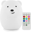 Bear Night Light for Kids, Rechargeable LED Children Lamp, Soft Silicone (BPA Free) for Baby/Boy/Girl/Adult, Remote & Touch Control Adjustable Brightness and Color (9 Colors), Eye Caring