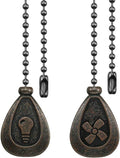 Bronze Ceiling Fan Pull Chain Set, Decorative Pull Chain Pendant Extension, 12 Inches Lighting & Fan Beaded Ball Fan Pull Chain Extender with Connector (2 Pack)