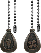 Bronze Ceiling Fan Pull Chain Set, Decorative Pull Chain Pendant Extension, 12 Inches Lighting & Fan Beaded Ball Fan Pull Chain Extender with Connector (2 Pack)
