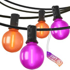SUNSGNE 25ft Halloween String Lights Outdoor - G40 LED Orange and Purple String Lights with 27 Frosted Globe Bulbs(2 Spare), Vintage Halloween Decorations for Patio Balcony Porch Yard