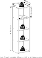 Furinno PASIR Book Shelf, 4-Tier Modern Bookshelf, Open Shelves Bookcase 9" x 12" x 42", for Living Room, Bedroom, Home Office, Amber Pine