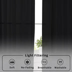 Aiyufeng Black Curtains 36 inches Long 2 Panels, Short Cafe Sheer Tiers, Kitchen Tier Curtains for Kitchen Room Laundry, Rod Pocket, 40" Wx36 L