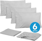 Full Size Bed Sheets - 6 Piece 1500 Supreme Collection Fine Brushed Microfiber Deep Pocket Full Sheet Set Bedding - 2 Extra Pillow Cases, Great Value, Full, Silver