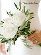 MACTING White Artificial Flower Roses 30PCS Fake Flowers with Stem Real Touch Foam Roses for DIY Wedding Bouquet Arrangements Table Centerpieces Party Bridal Shower Home Spring Mothers Day Decorations