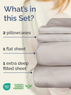 Extra Deep Twin Sheet Set - 4 Piece Breathable & Cooling Sheets - Hotel Luxury Bed Sheets Set - Easy & Secure Fit - Soft, Wrinkle Free & Comfy Sheets Set - Light Grey Sheet Set with Extra Deep Pockets