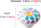 HUAMULAN 15PCS Glossy Ceramic Knobs Button Round Mushroom Cabinet Dresser Vintage Pulls Door Handles Cupboard Wardrobe Drawer, Dia. 1.5 inch 38mm,Colorful Hand Painted
