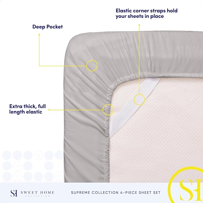1800 Thread Count Sheet Set – Soft Egyptian Quality Brushed Microfiber Sheets – Luxury Bedding Set with Flat Sheet, Fitted Sheet, 2 Pillow Cases