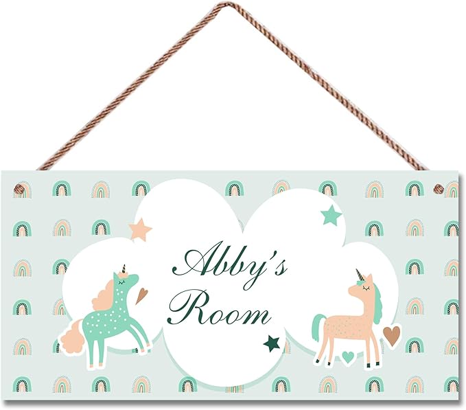 Personalized Sign Magical Unicorn Sign Unicorn Themed Kids Room Custom Name Door Wall Decor Floral Nursery Art Plate For Boys Room Girls Bedroom Little Man Cave