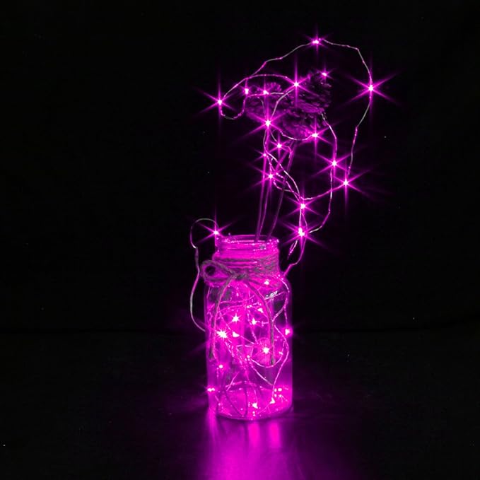 CYLAPEX 6 Pack Pink Fairy Lights String Battery Operated Fairy Lights Firefly Lights LED Starry String Lights 3.3ft 20 LEDs Silvery Copper Wire for Christmas DIY Decoration Costume Wedding Party
